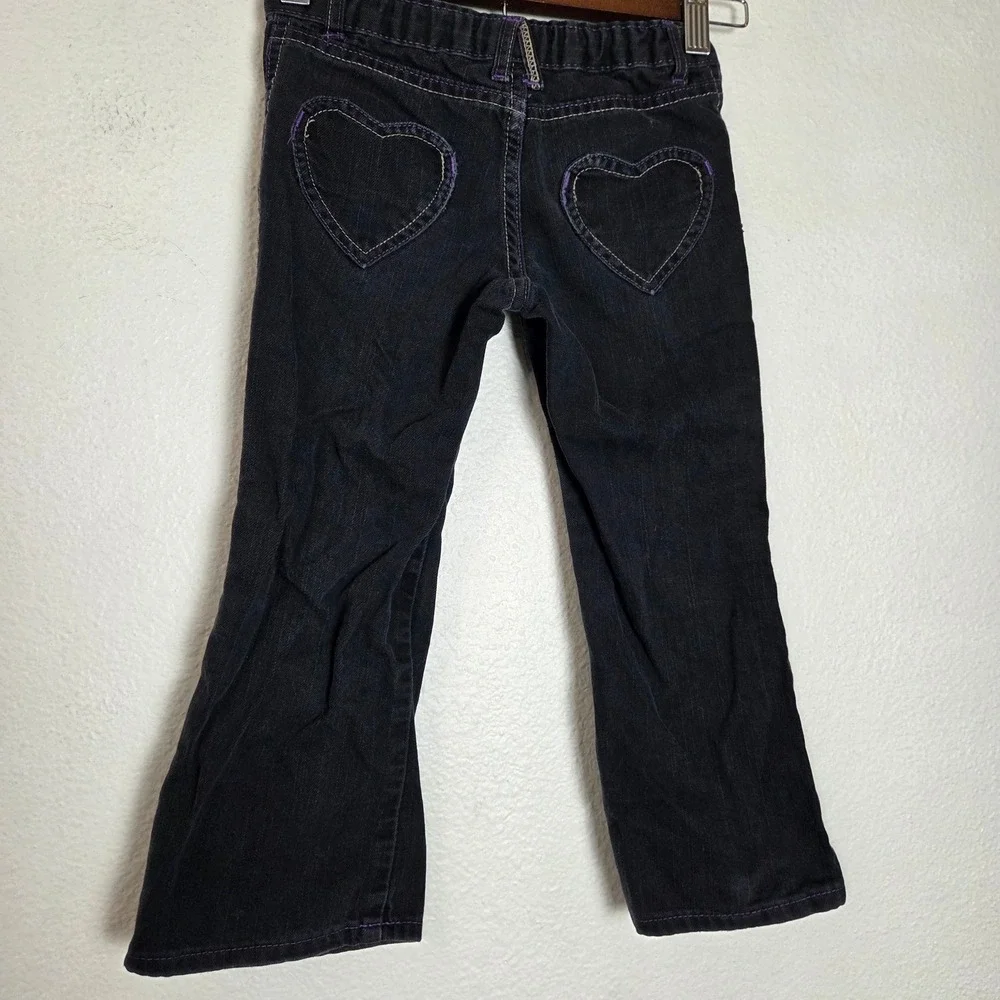 VTG‎ Y2K Wrangler Girls 5T Bootcut Jeans Heart Pockets Dark Wash Denim